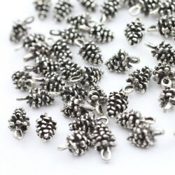 20 Tannenzapfen Charms Anhänger 12x6 mm (Ø 1.8 mm)