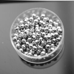 100 Rhodium Messingperlen Rund Perlen 4 mm (Ø 1,6 mm) ca. 19 gr