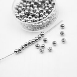 100 Rhodium Messingperlen Rund Perlen 4 mm (Ø 1,6 mm) ca. 19 gr
