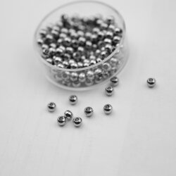 100 Rhodium Messingperlen Rund Perlen 4 mm (Ø 1,6 mm) ca. 19 gr