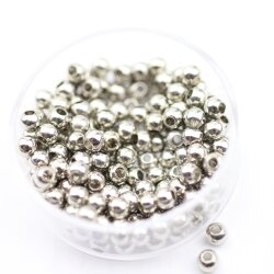 100 Rhodium Messingperlen Rund Perlen 4 mm (Ø 1,6 mm) ca. 19 gr