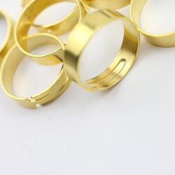 10 Raw Brass Ring Setstings, Adjustable Ring 17mm (Adjustable Ring)