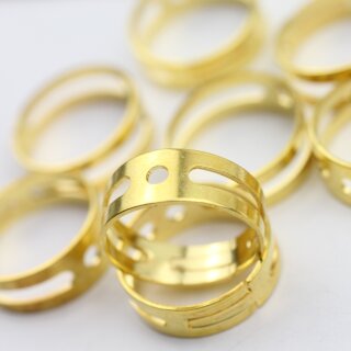 10 Raw Brass Ring Setstings, Adjustable Ring 17mm (Adjustable Ring)