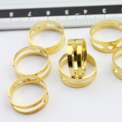 10 Raw Brass Ring Setstings, Adjustable Ring 17mm (Adjustable Ring)