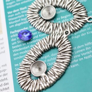 1 Anhnger Fassung fr Swarovski Kristalle 12 mm Rivoli 55x38 mm