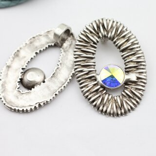 1 Anhnger Fassung fr Swarovski Kristalle 12 mm Rivoli 55x38 mm