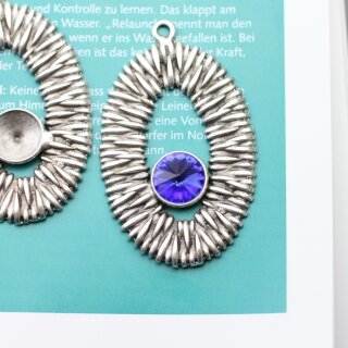 1 Anhnger Fassung fr Swarovski Kristalle 12 mm Rivoli 55x38 mm