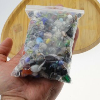 Bunter Perlenmix in vielen Formen, Gren, Farben und Materialien, ca. 450 gr,