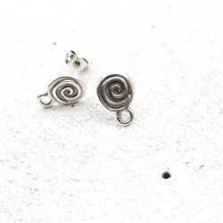 5 Pairs Earring Findings, Ear Posts with Loop, 10x15 mm