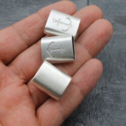 5 Zwischenstücke für Schlüsselanhänger mit Anker DIY Segelseil, Leder Schlüsselanhänger altsilber