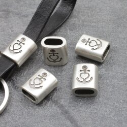 5 Faith Love Hope Slider Beads for Bracelet, Keychain Slider Beads Antique Silver