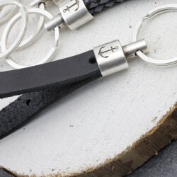 1 End cap with engraving Anchor Keychain Findings 23x15 mm (Ø 8x12 mm) Antique Silver