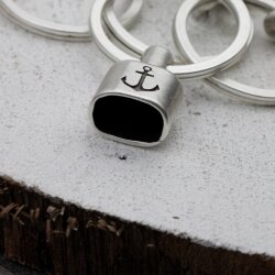 1 End cap with engraving Anchor Keychain Findings 23x15 mm (Ø 8x12 mm) Antique Silver