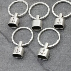 1 End cap with engraving Anchor Keychain Findings 23x15 mm (Ø 8x12 mm) Antique Silver