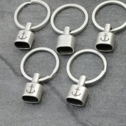 1 Endkappen für Schlüsselanhänger mit Anker 23x15 mm (Ø 12x8 mm) altsilber