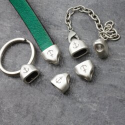 10 End cap with engraving Anchor for Keychain, Bracelet, Necklace end caps 13 x13 mm (Ø 10x5 mm)