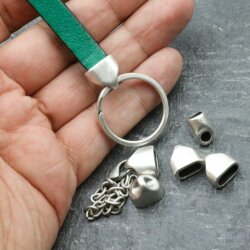 10 Endkappen für Schlüsselanhänger, Ketten, Armbänder 13 x13 mm (Ø 10x5 mm)