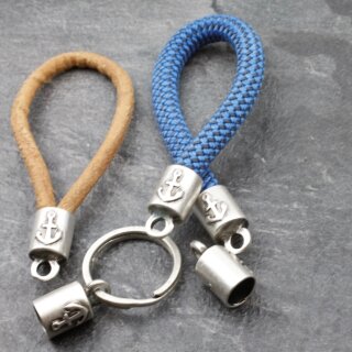 5 End caps with Anchor for Keychain, Bracelet, Necklace end caps 23 x12 mm (Ø 9 mm)