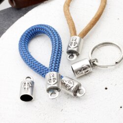 5 End caps with Anchor for Keychain, Bracelet, Necklace end caps 23 x12 mm (Ø 9 mm)