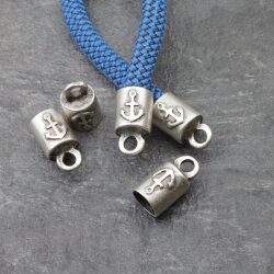 5 End caps with Anchor for Keychain, Bracelet, Necklace end caps 23 x12 mm (Ø 9 mm)