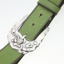 Classic belt buckle for 4 cm snap belts, 7,6x6,7 cm, Antique Silver