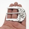 Classic belt buckle for 4 cm snap belts, 7,6x6,7 cm, Antique Silver