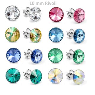 Rivoli Ohrstecker, 10 mm Swarovski Kristall