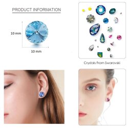 10 mm Rivoli Swarovski Crystals Stud Earrings Genuine Crystal Stud Earrings