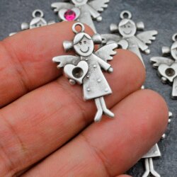 10 Cute angel charms, Guardian Angel Connector for...