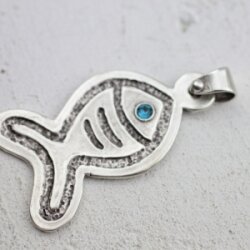 Pendant Fish, Maritime, 32x70 mm with 4 mm Crystal...