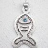 Pendant Fish, Maritime, 32x70 mm with 4 mm Crystal Aquamarine