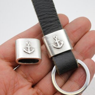 Endkappe fr Schlsselanhnger mit Anker, Altsilber