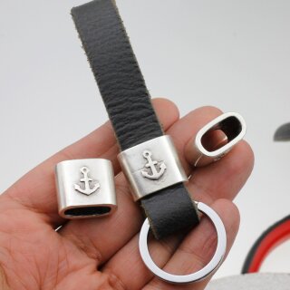 Endkappe fr Schlsselanhnger mit Anker, Altsilber