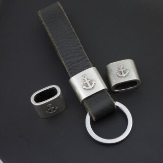Endkappe fr Schlsselanhnger mit Anker, Altsilber