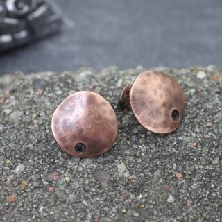 5 Paar Ohrstecker Rohlinge mit se, Zubehr 17 mm Altkupfer