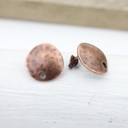 5 Pairs Earring Findings, Ear Posts with Loop, 17 mm Antique Copper