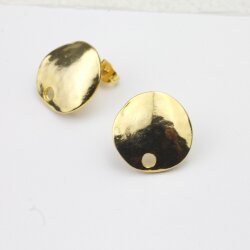 1 Paar Ohrstecker Rohlinge mit Öse 17 mm Gold