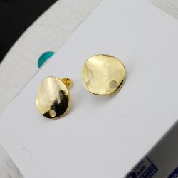 1 pair earring Findings, Ear Posts with Loop, 17 mm Gold
