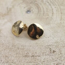 1 pair earring Findings, Ear Posts with Loop, 17 mm Gold