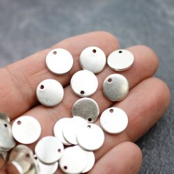 10 Messing Logo Plättchen 12 mm, Altsilber