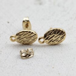 1 pair Earring Post 8 x13 mm gold