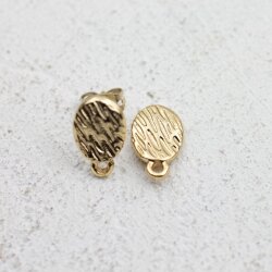 1 pair Earring Post 8 x13 mm gold