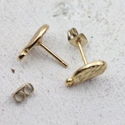 1 pair Earring Post 8 x13 mm gold