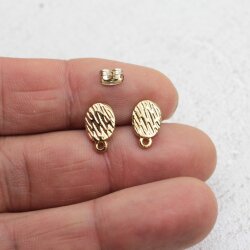1 pair Earring Post 8 x13 mm gold
