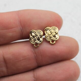 1 pair Earring Post 8 x10 mm gold