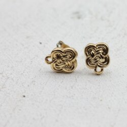 1 pair Earring Post 8 x10 mm gold