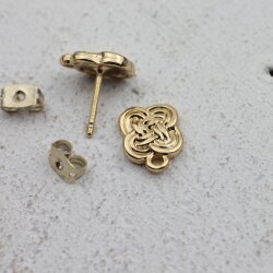 1 pair Earring Post 8 x10 mm gold