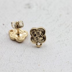 1 pair Earring Post 8 x10 mm gold