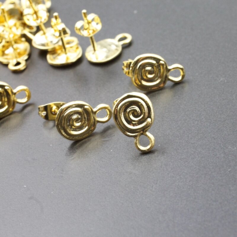 Earring Findings, Ear Posts with Loop, 10x15 mm, 2,38