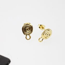 5 Pairs Earring Findings, Ear Posts with Loop, 10x15 mm